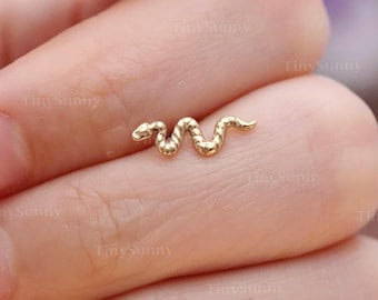20G / 18G / 16G Titan Schlange Kletterer fadenloser Push Pin Labret, Schlange Ohrring mit flachem Rücken, Knorpel Bolzen, Nase Tragus Conch Helix Bolzen
