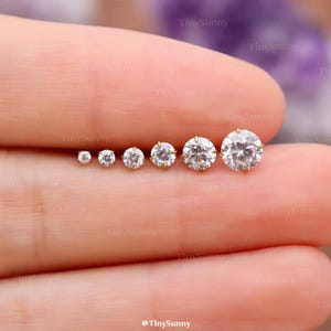 20G/18G/16G Titanium Cz Flat Back Earring • Threadless Push Pin Labret • Cartilage Tragus Conch Helix Nose Stud