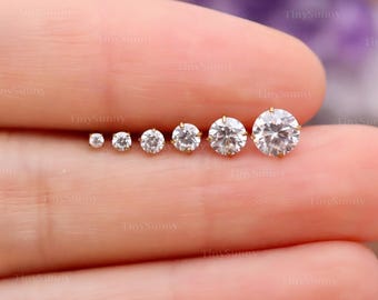 20G/18G/16G Titanium Cz Flat Back Earring • Threadless Push Pin Labret • Cartilage Tragus Conch Helix Nose Stud