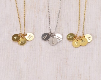 Personalized necklace, Sterling silver initial necklace, Hand stamped necklace, Gift for her