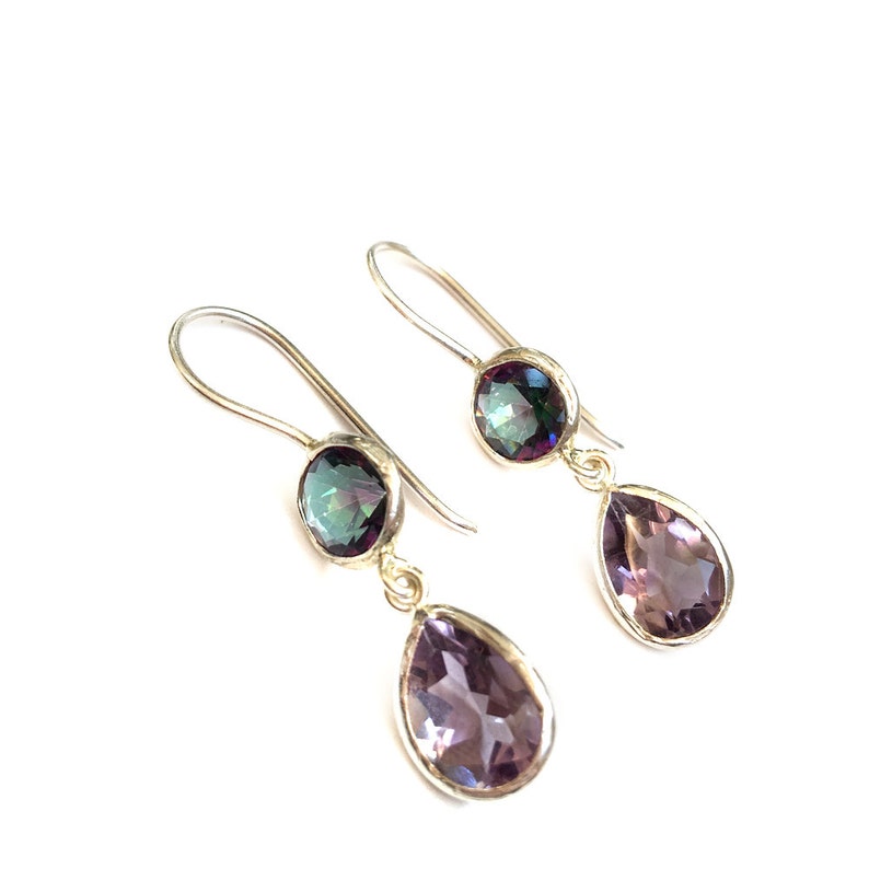 Alexandrite and Amethyst Drop Earrings Purple Drop Earrings | Etsy