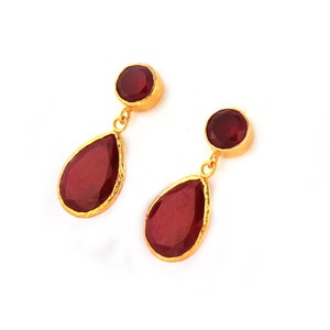 Angelina Jolie Style Red Drop Earrings