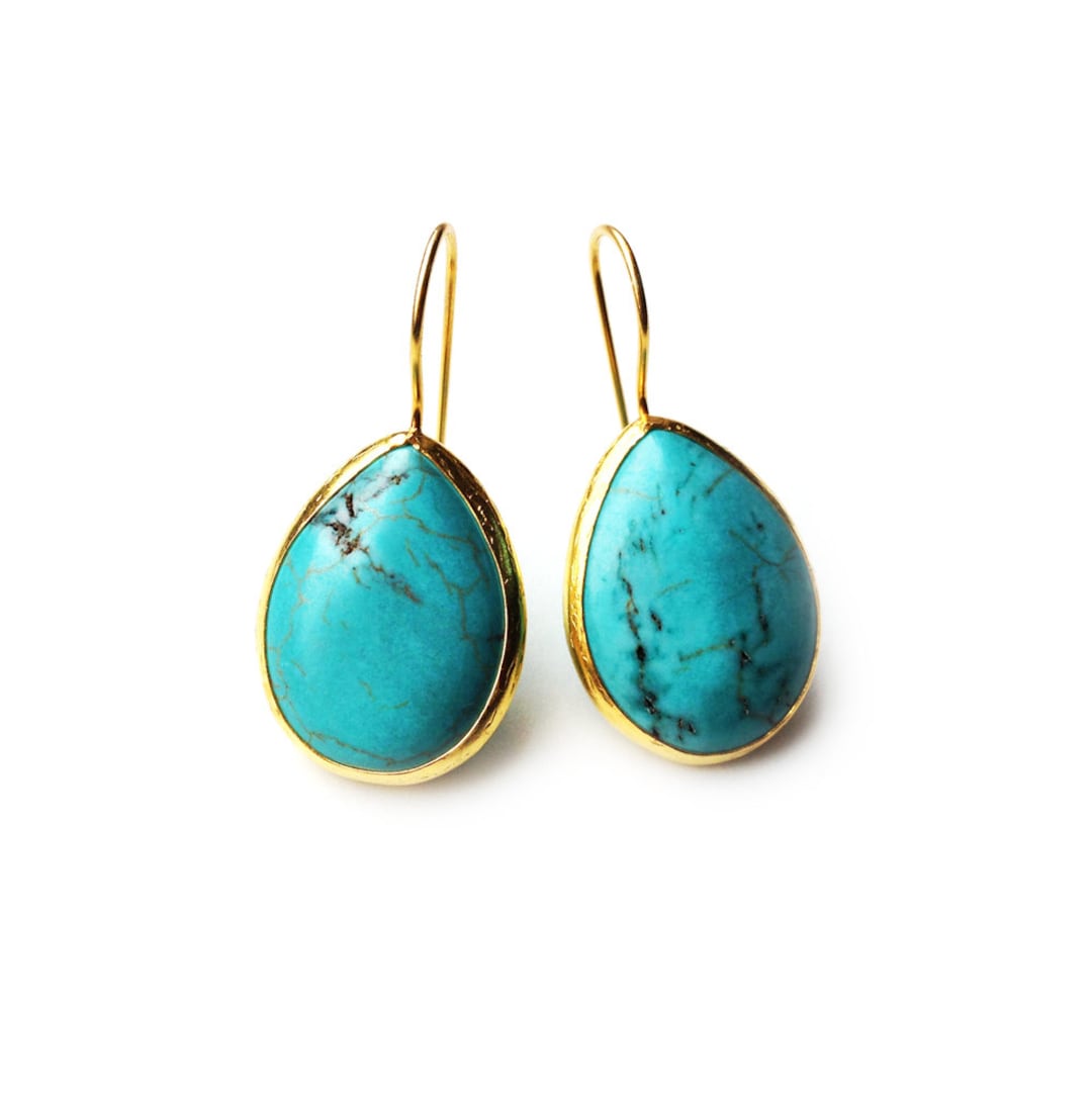 Long Turquoise Drop Earrings In Silver 925 Elegant Tassel Jewelry For Women 6 Cm