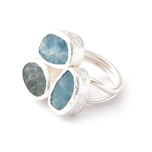 Raw Aquamarine Stones Silver Ring image 2