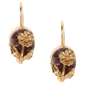 Amethyst Earrings with a Flower image 1