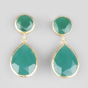 Angelina Jolie Style Green Drop Earrings, 18K gold vermeil over 925K sterling silver, red carpet jewelry, evening wear image 5