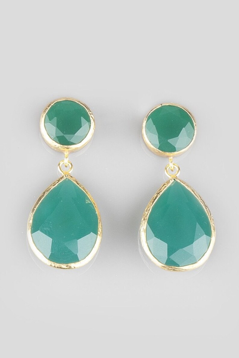 Angelina Jolie Style Green Drop Earrings, 18K gold vermeil over 925K sterling silver, red carpet jewelry, evening wear image 5