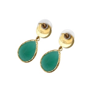 Angelina Jolie Style Green Drop Earrings, 18K gold vermeil over 925K sterling silver, red carpet jewelry, evening wear image 2