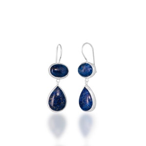 Lapis Lazuli long dangling Earrings in 925K silver, lapis earrings, lapislazuli silver earrings, lapis long earrings, blue drop earrings image 5