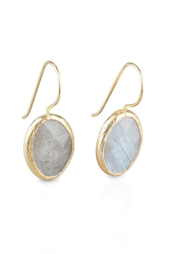 Grey Petite Oval Labradorit Earrings