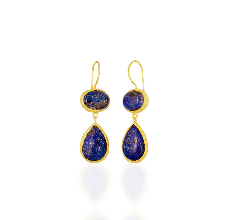 Lapis Lazuli long dangling Earrings in 925K silver, lapis earrings, lapislazuli silver earrings, lapis long earrings, blue drop earrings image 3