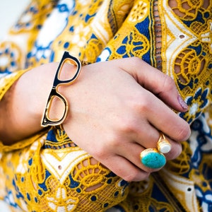 Turquoise Pearl Ring made with sterling silver coated 18K gold turquoise ring Big turquoise ring Statement ring Two gemstone ring image 6