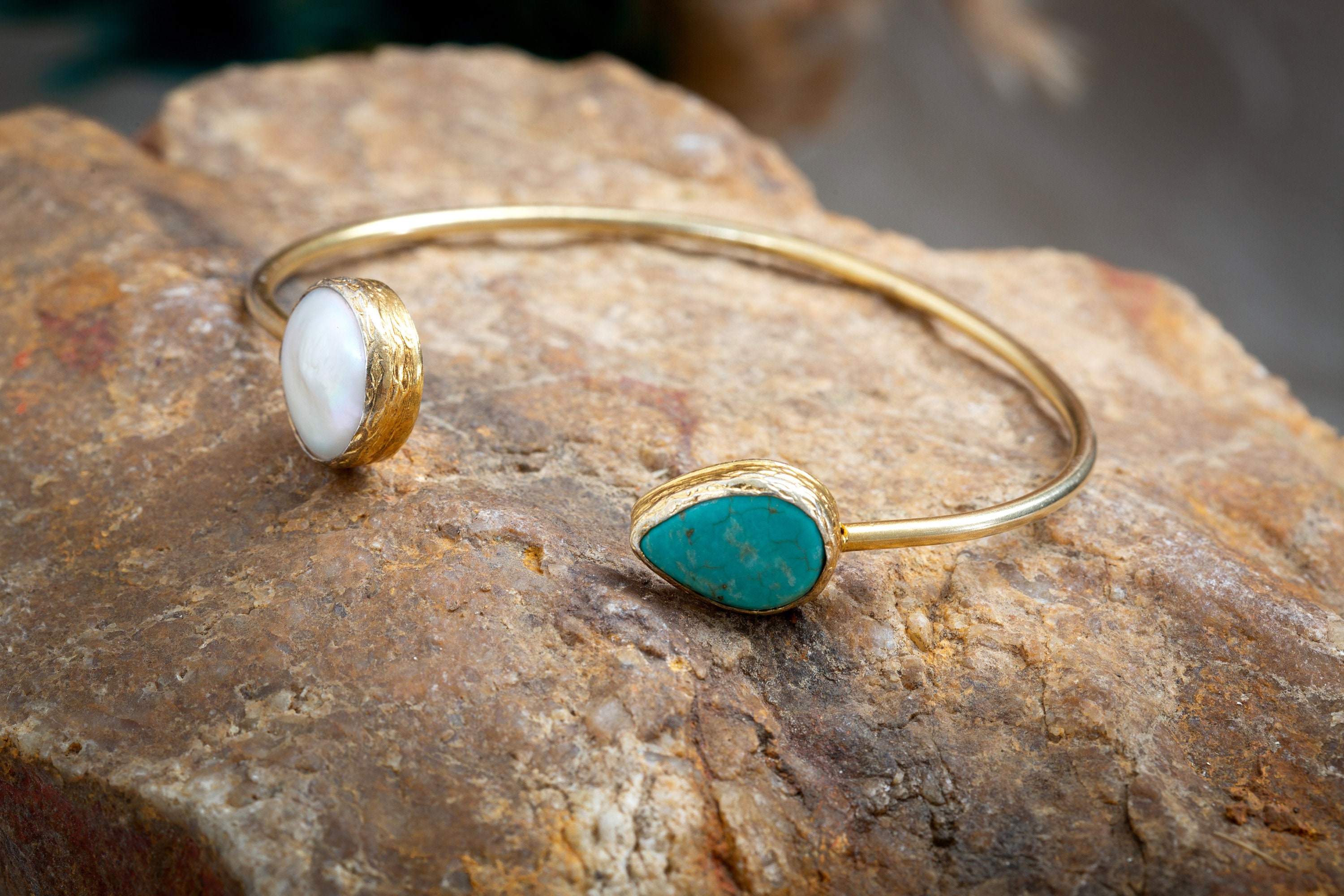 Arizona Turquoise Bangle, December Birthstone Bracelet – Cantik