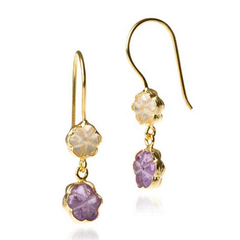 Flowers From My Garden Citrine and Amethyst Earrings - Etsy