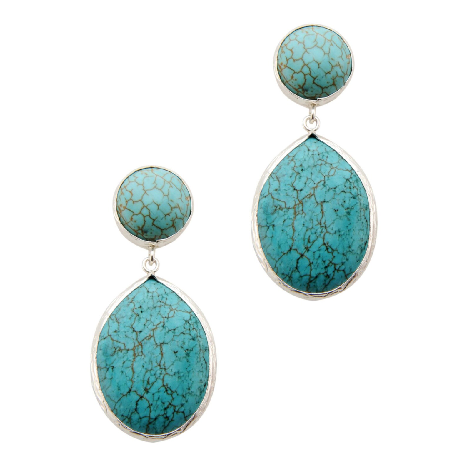 Blue Turquoise Earrings made with silver coated 18K gold big Etsy