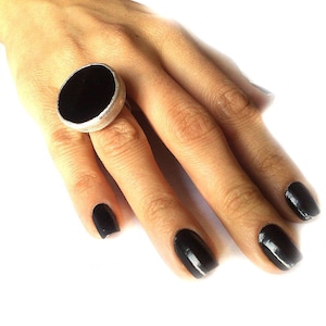 Handcrafted Sterling Silver Black Onyx Statement Ring
