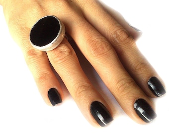 Handcrafted Sterling Silver Black Onyx Statement Ring