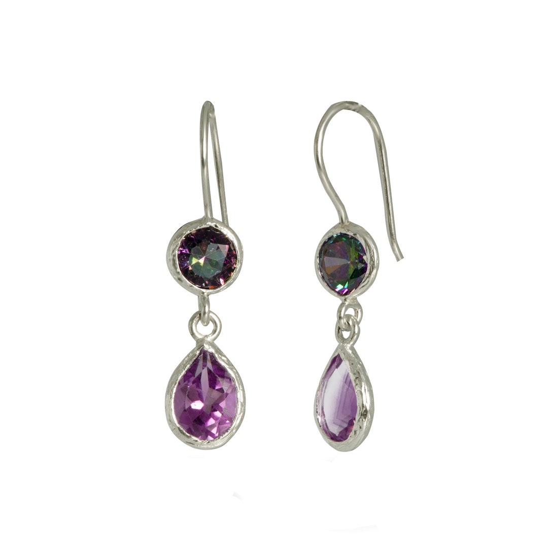 Alexandrite and Amethyst Drop Earrings Purple Drop Earrings - Etsy