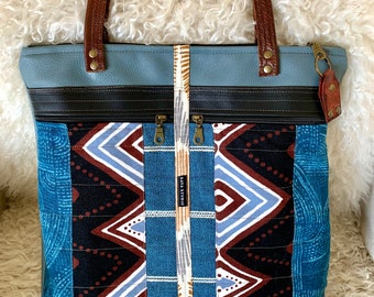 zig zag in blues and browns