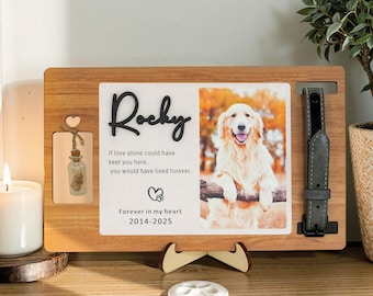 Memorial Pet Collar Sign, Custom Dog Memorial Gifts,Dog Memorial Wood Frame With Collar Holder, Pet Sympathy Gift