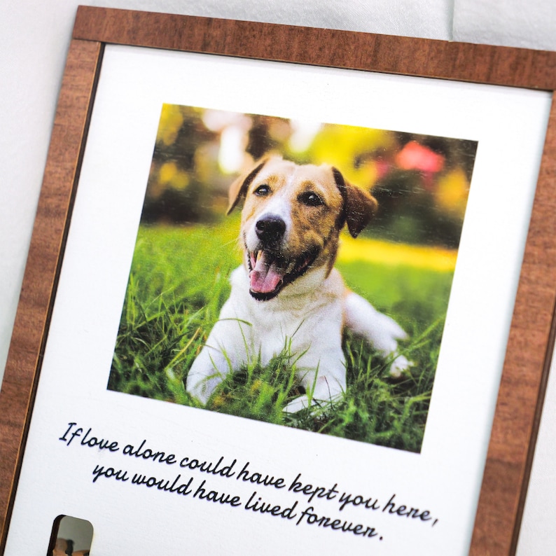 Memorial Pet Collar Sign, Custom Dog Memorial Gifts,Dog Memorial Wood Frame With Collar Holder, Pet Sympathy Gift image 8