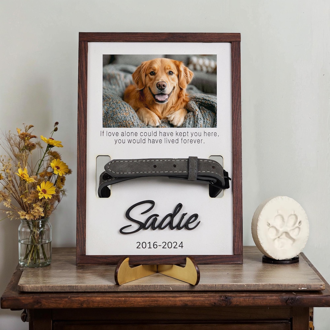 Memorial Pet Collar Sign, Dog Memorial Wood Frame With Collar Holder ...