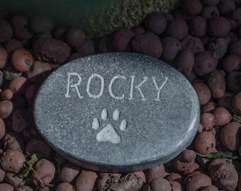 Pet Memorial Stone, Engraved Heart Rock with Your Pets Name