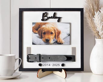 Cartello commemorativo per collare per animali domestici, regali commemorativi per animali domestici, cornice commemorativa in legno per cani con portacollare, regali commemorativi per cani