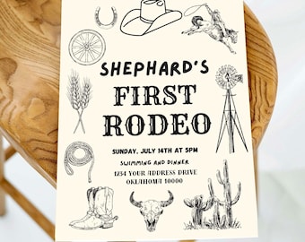 first rodeo birthday invitation- digital download template