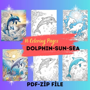 Dolphin Coloring Book | Sun & Sea Coloring Book for Kids | Dolphin Coloring Pages