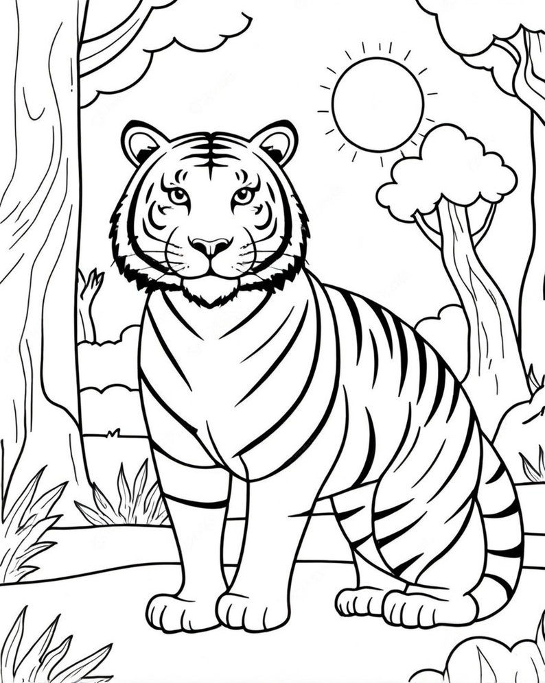 Tiger and Baby Tiger Coloring Pages | 24 Printable Sheets | Tiger ...