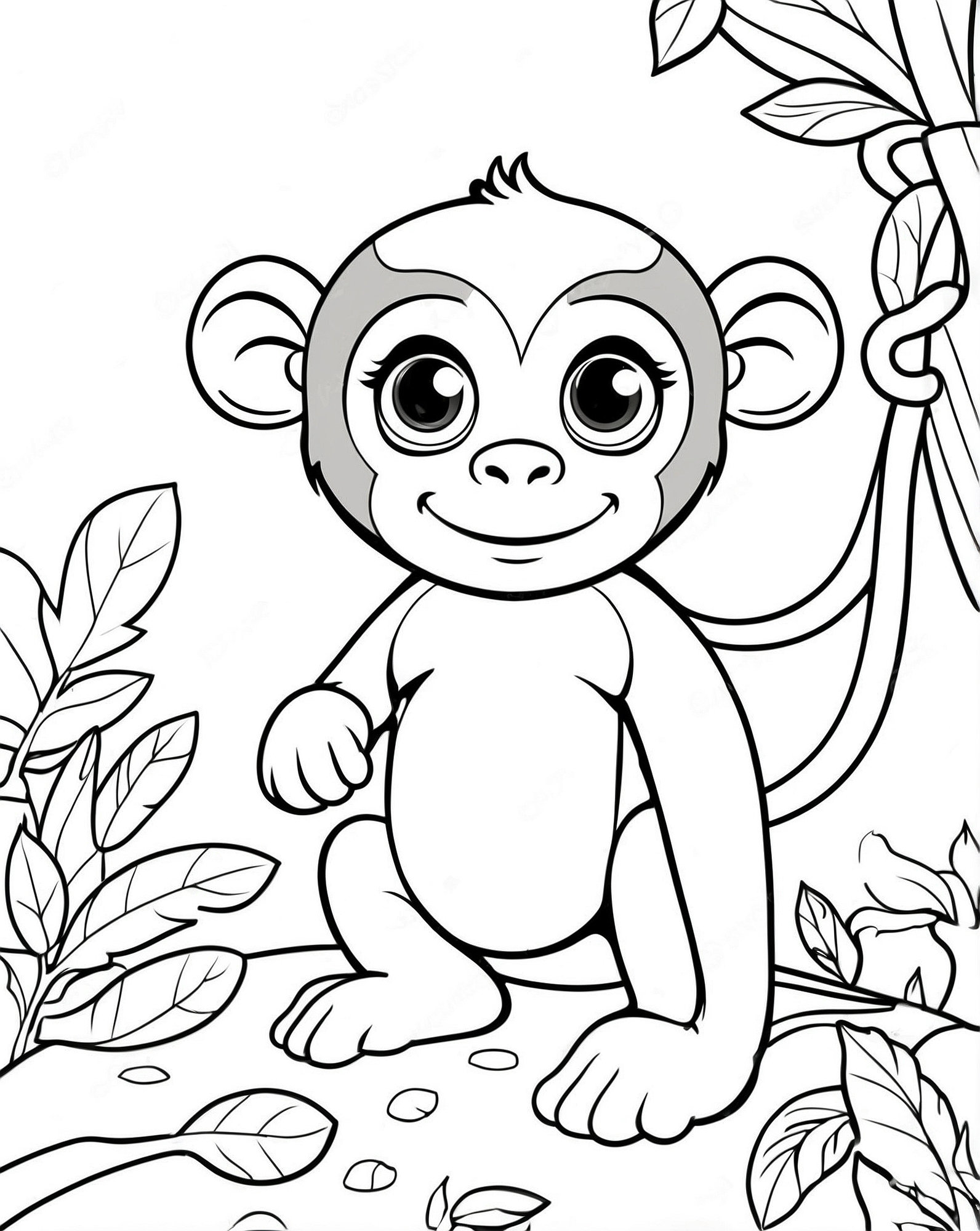 Baby Monkey Coloring Pages | Monkey Coloring Sheets | Instant Download ...