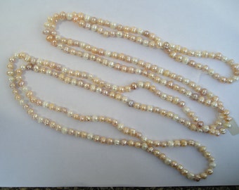 Genuine Pearl Multi Color White Peach Lilac GSJ Long 72" Necklace w/ Tags