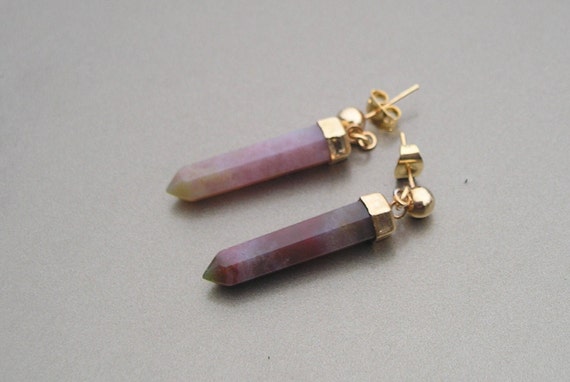 Vintage Costume Lovely Agate Crystal Style Drop D… - image 9