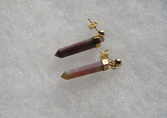 Vintage Costume Lovely Agate Crystal Style Drop D… - image 5