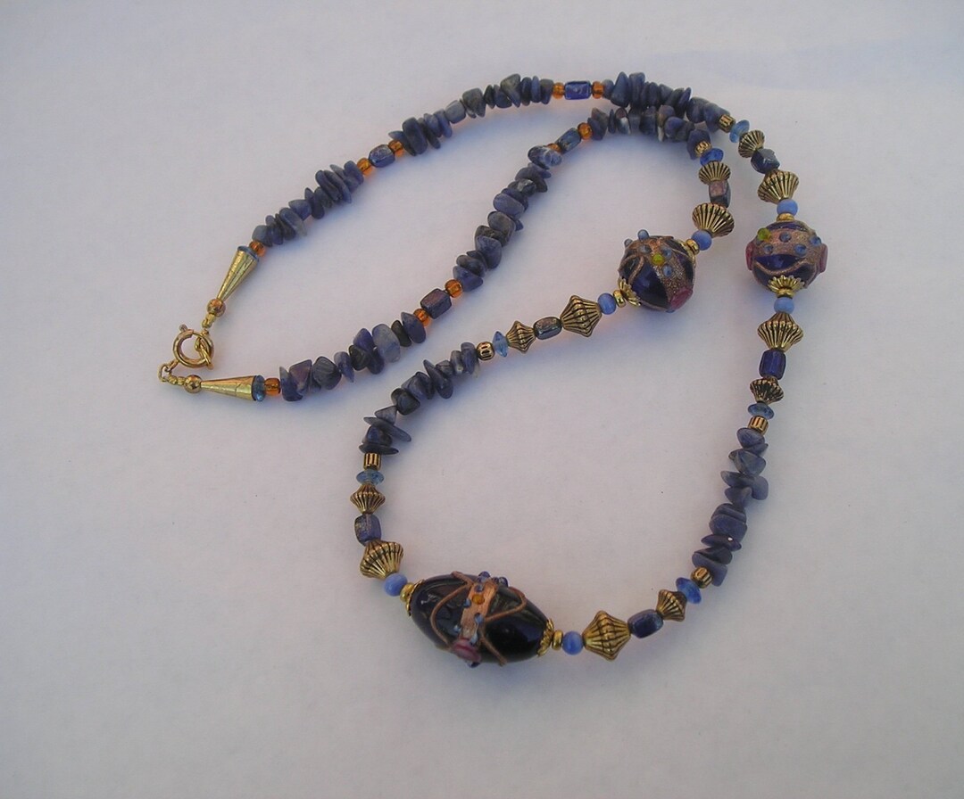 Beautiful Italian Wedding Cake Bead & Blue Gemstone Nugget Etsy