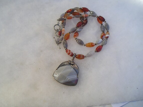 Beautiful Meran Sterling 925 Laced Agate Moss Car… - image 5