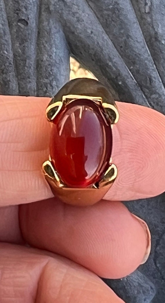 Pretty Vintage Gold over Sterling 925 Red Stone R… - image 3