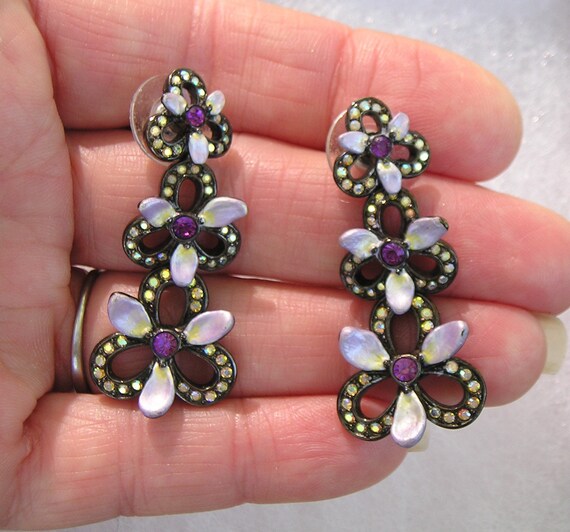 Vintage Aurora Borealis AB Rhinestone Enamel Flow… - image 2