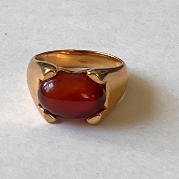 Pretty Vintage Gold over Sterling 925 Red Stone R… - image 5