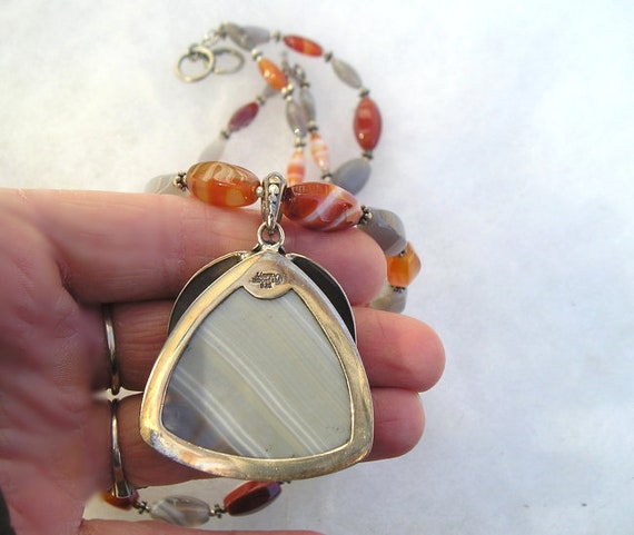 Beautiful Meran Sterling 925 Laced Agate Moss Car… - image 4