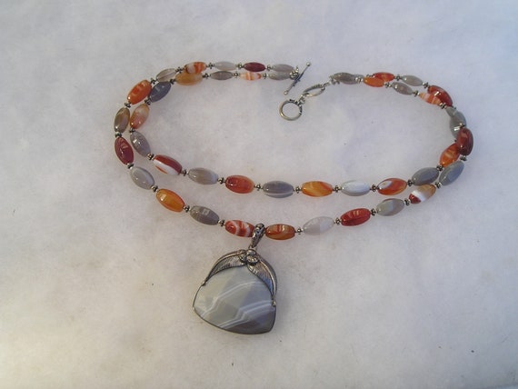 Beautiful Meran Sterling 925 Laced Agate Moss Car… - image 6