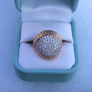 Rose Gold over Sterling 925 Cubic Zirconia CZ Cluster Cocktail Statement Ring 8