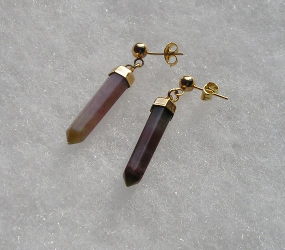 Vintage Costume Lovely Agate Crystal Style Drop D… - image 7