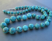 Beautiful Sterling 925 AIL Aluma Mosaic Blue Turquoise Bead Necklace