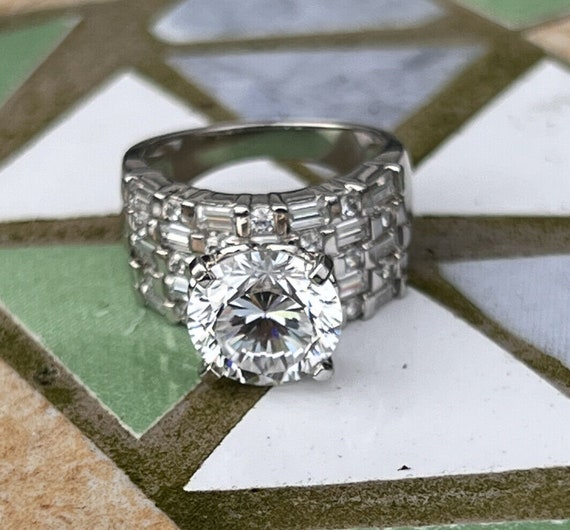 Lovely PAJ CZ Cubic Zirconia Sterling 925 Cocktail Statement Ring Size 6 Etsy