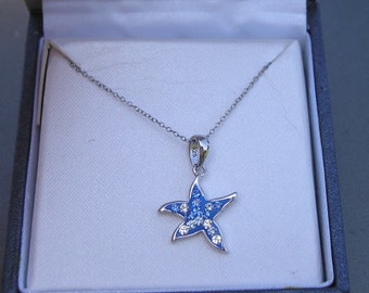 Pretty Sterling 925 Swarovski Crystal Star Pendant Necklace