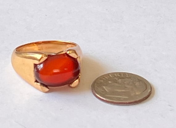 Pretty Vintage Gold over Sterling 925 Red Stone R… - image 4