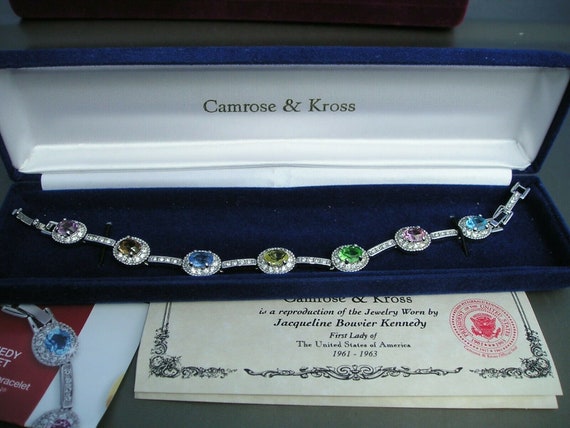 Jackie Kennedy Link Bracelet with Brushed Gold Finish by Camrose and Kross  for Wedding Anniversary or Birthday Gift for Her - 449