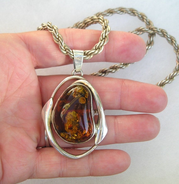 Vintage Baltic Amber Polish Hallmarks Sterling Mo… - image 2